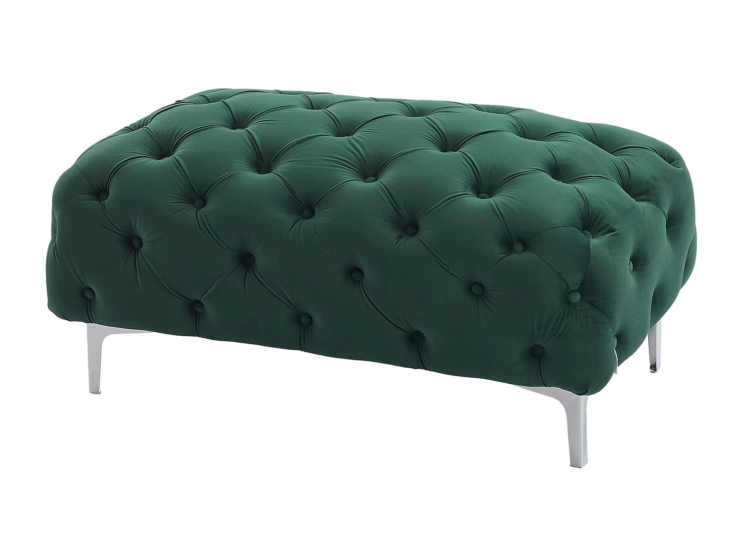 Pouf chesterfield en velours vert EDWINA