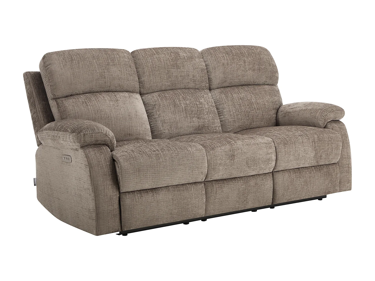 Canapé 3 places relax électrique massant en tissu chenille taupe KOCENI