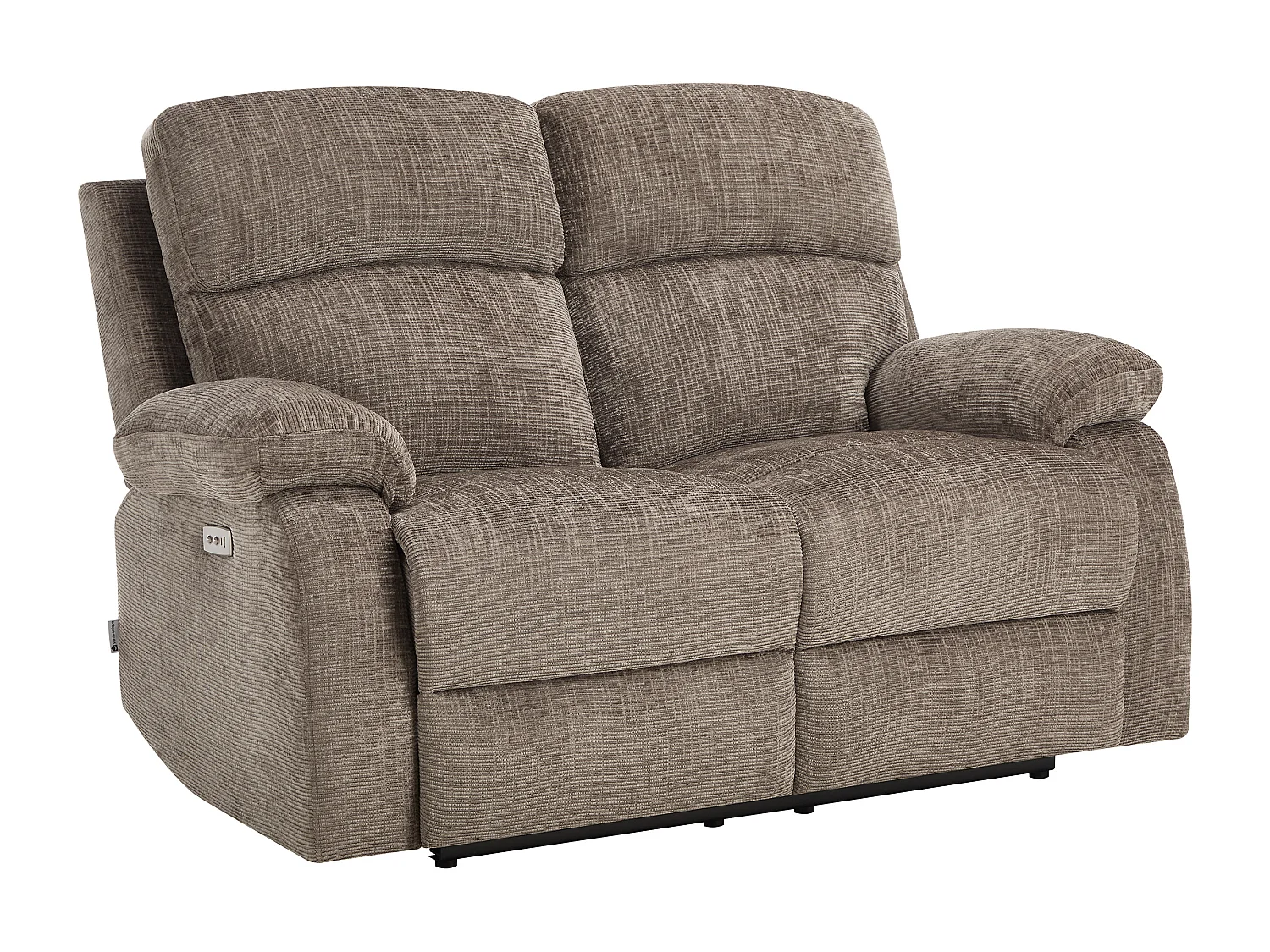 Canapé 2 places relax électrique massant en tissu chenille taupe KOCENI