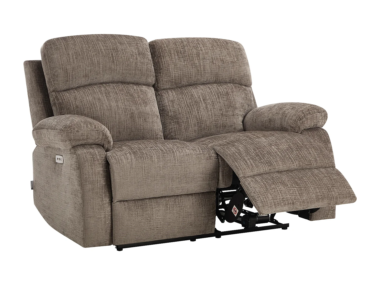 Canapé 2 places relax électrique massant en tissu chenille taupe KOCENI