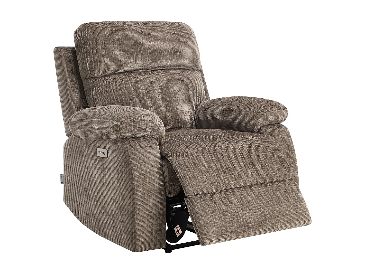 Fauteuil relax électrique massant en tissu chenille taupe KOCENI
