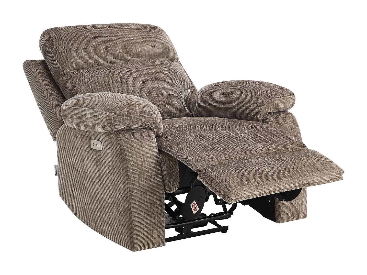Fauteuil relax électrique massant en tissu chenille taupe KOCENI