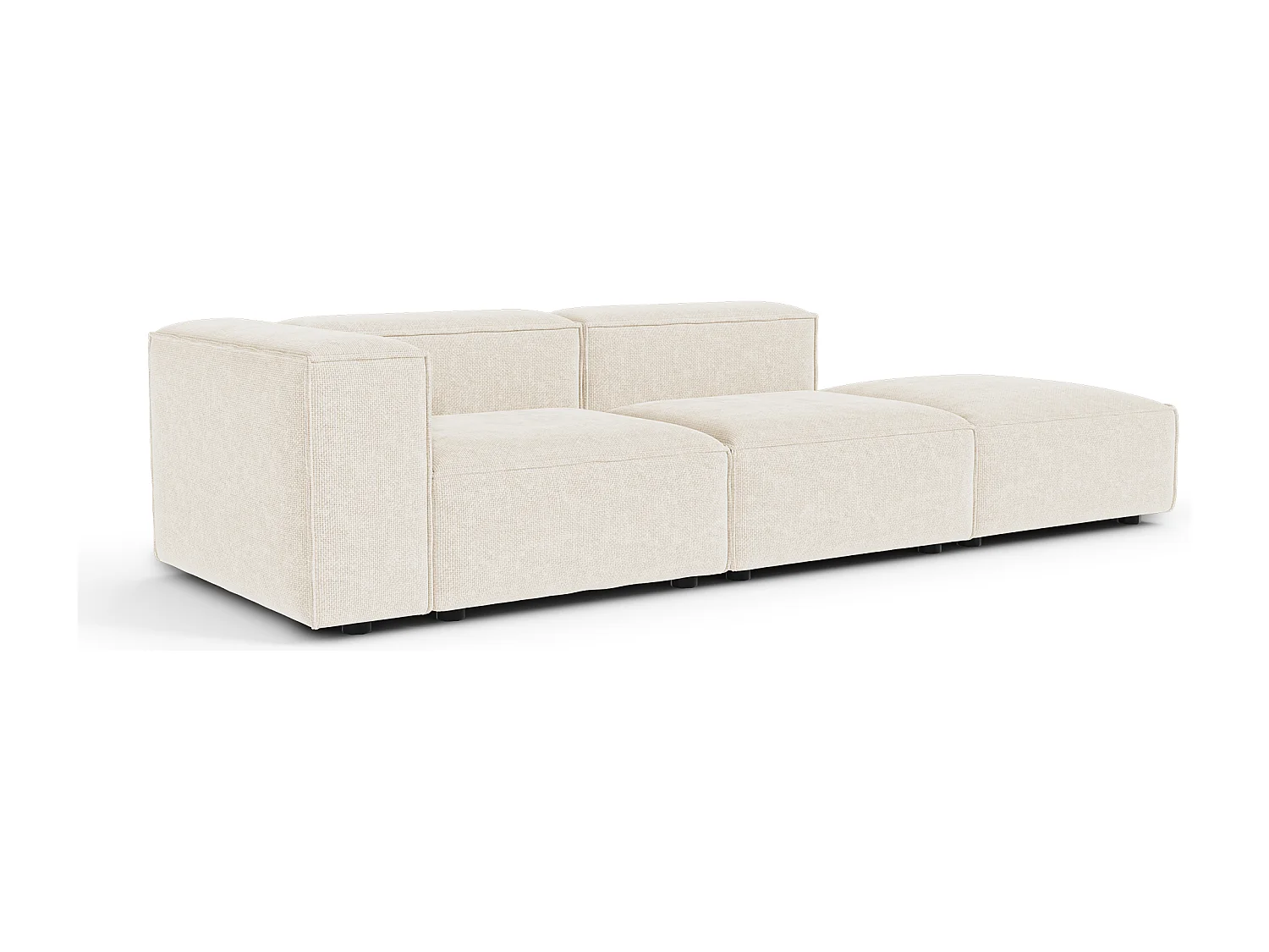 Canapé modulable 4-5 places gauche velours chenillé crème CUBI