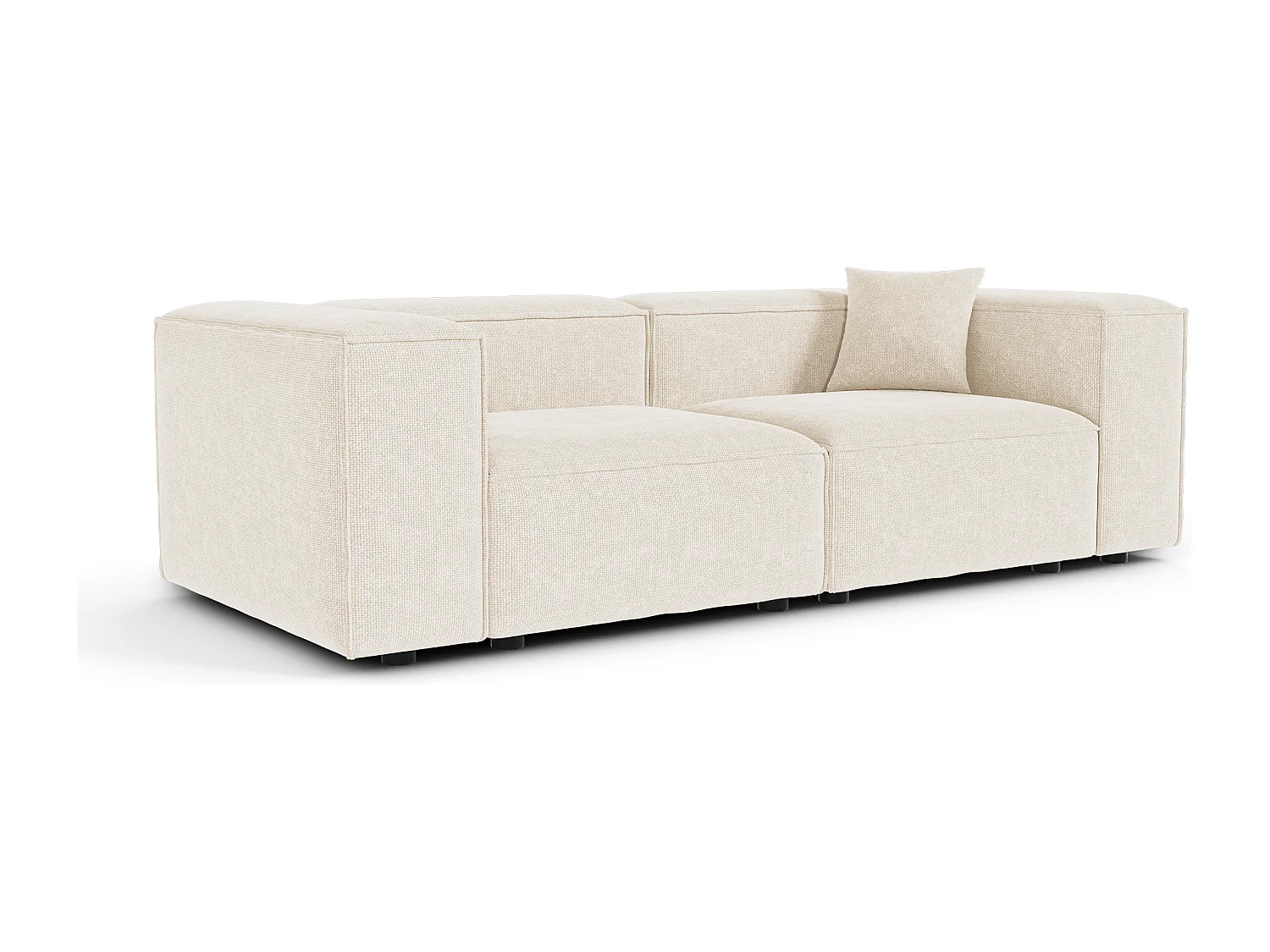 Canapé modulable 3 places velours chenillé crème CUBI