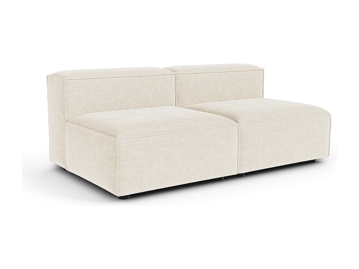 Canapé modulable 3 places velours chenillé crème CUBI