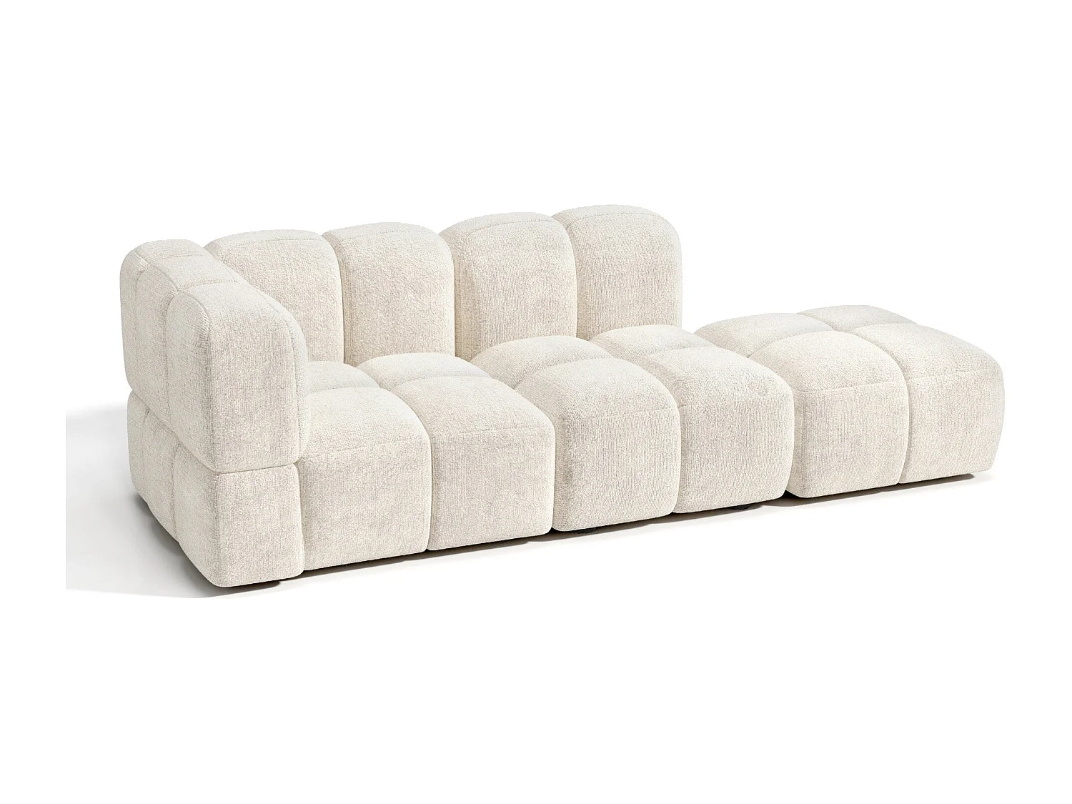 Canapé modulable 4-5 places gauche velours texturé crème NUBI