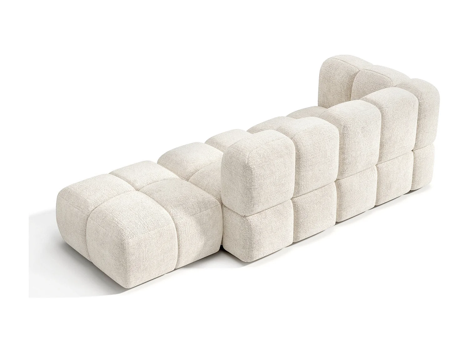 Canapé modulable 4-5 places gauche velours texturé crème NUBI