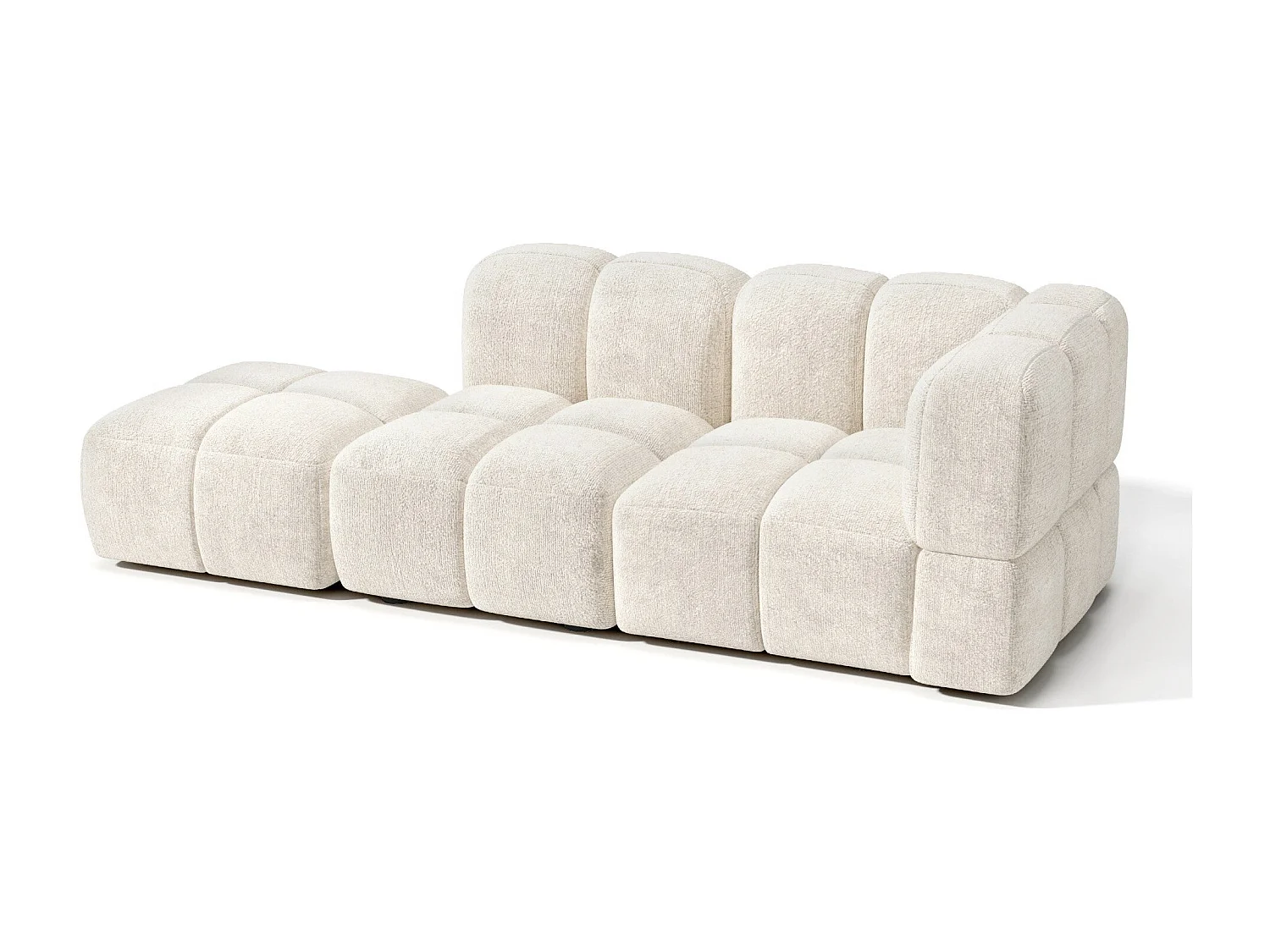 Canapé modulable 4-5 places droit velours texturé crème NUBI