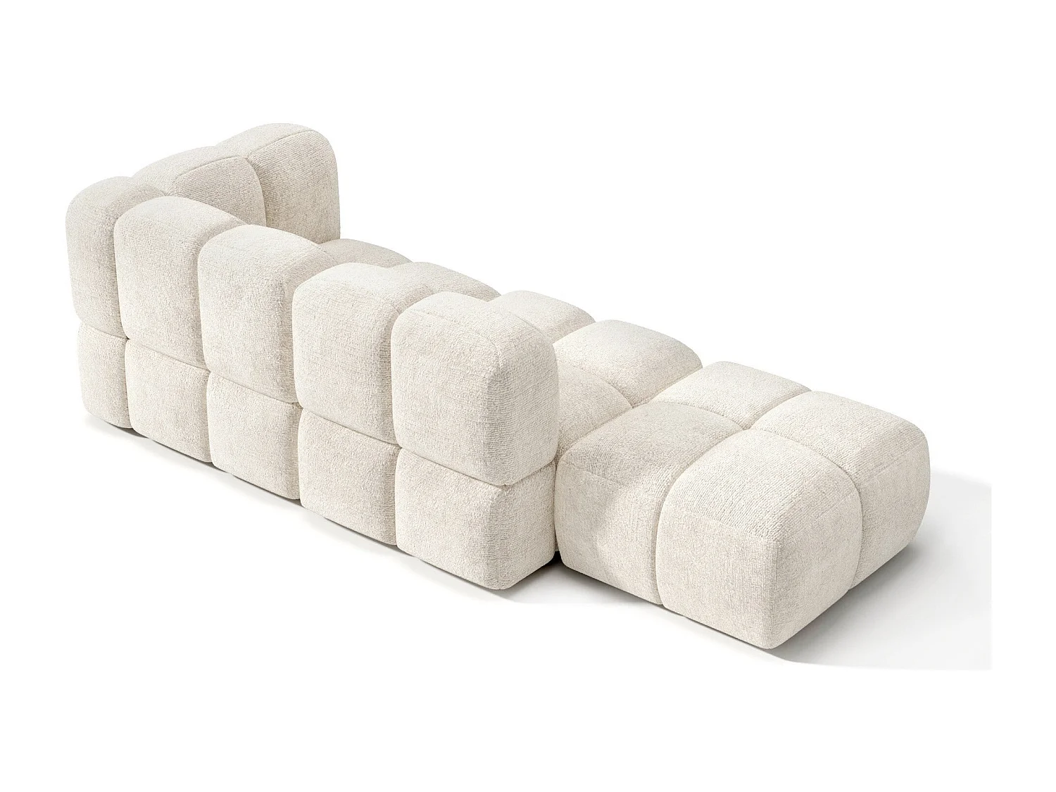 Canapé modulable 4-5 places droit velours texturé crème NUBI