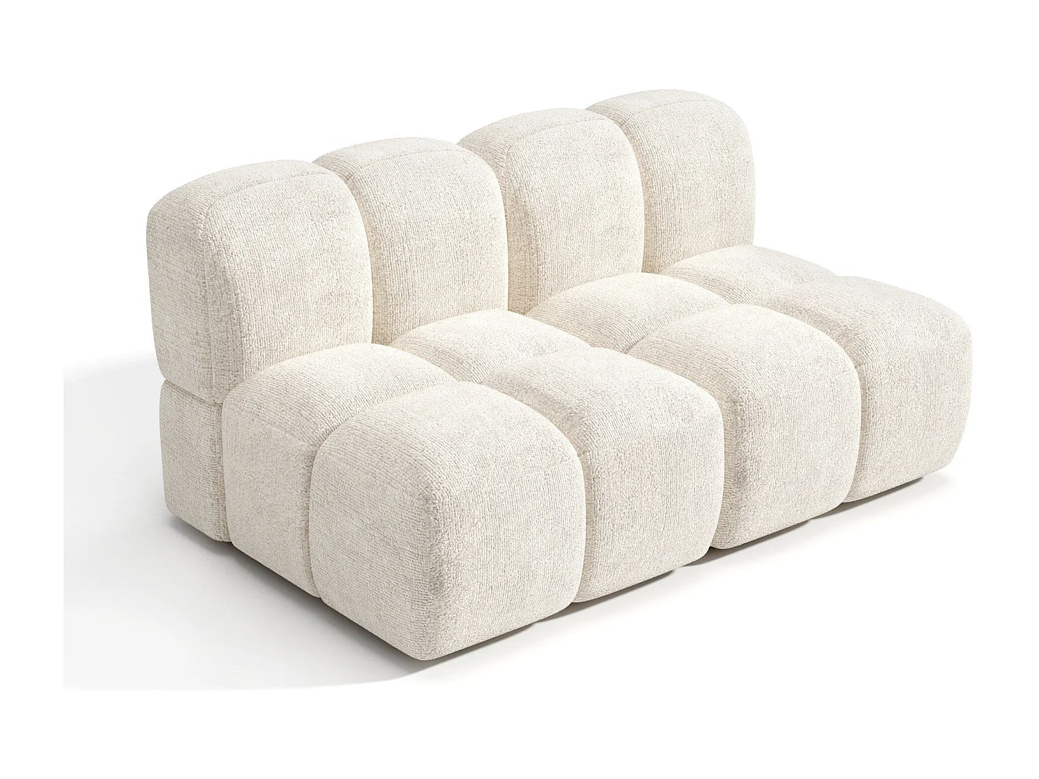 Canapé modulable 3 places velours texturé crème NUBI