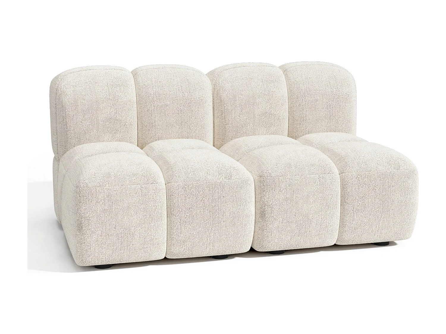 Canapé modulable 3 places velours texturé crème NUBI