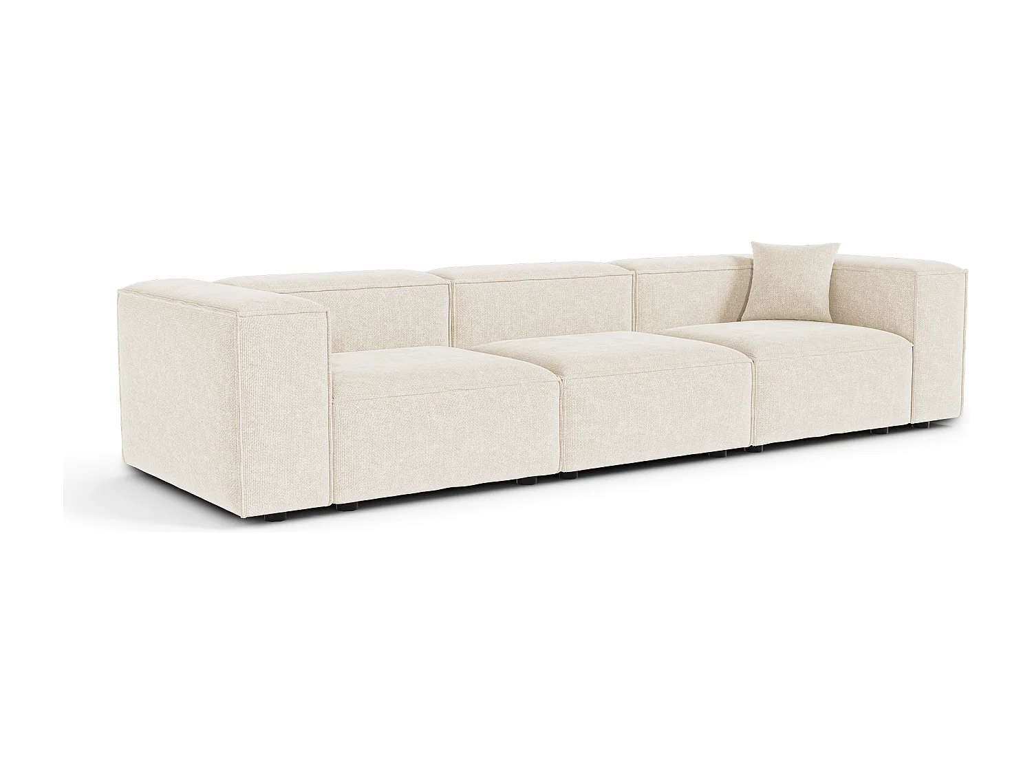 Canapé modulable 4-5 places velours chenillé crème CUBI