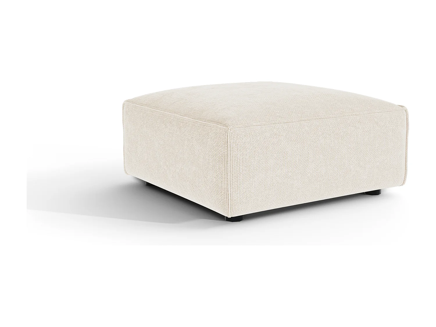 Pouf CUBI en velours chenillé crème 90x90cm