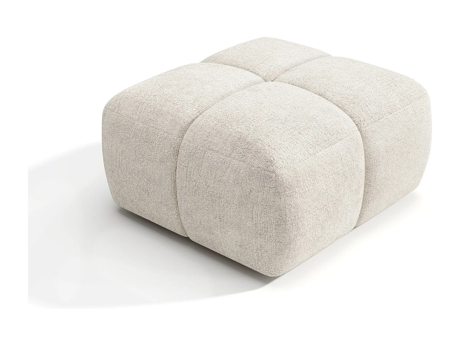 Pouf velours texturé crème NUBI