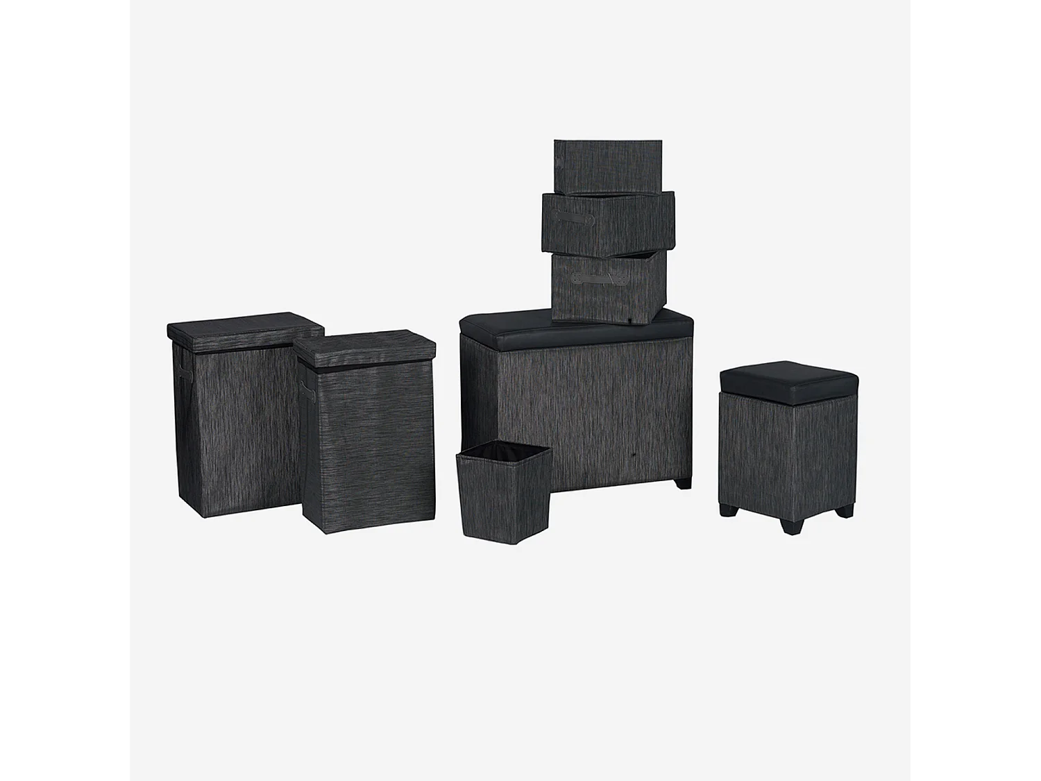 Panier à linge gris chiné grand modèle 60L - York - BATHBAZAAR