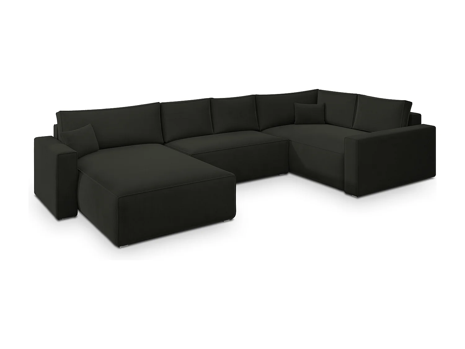 Canapé D'angle Velami Noir En Velours Avec Fonction De Couchage
