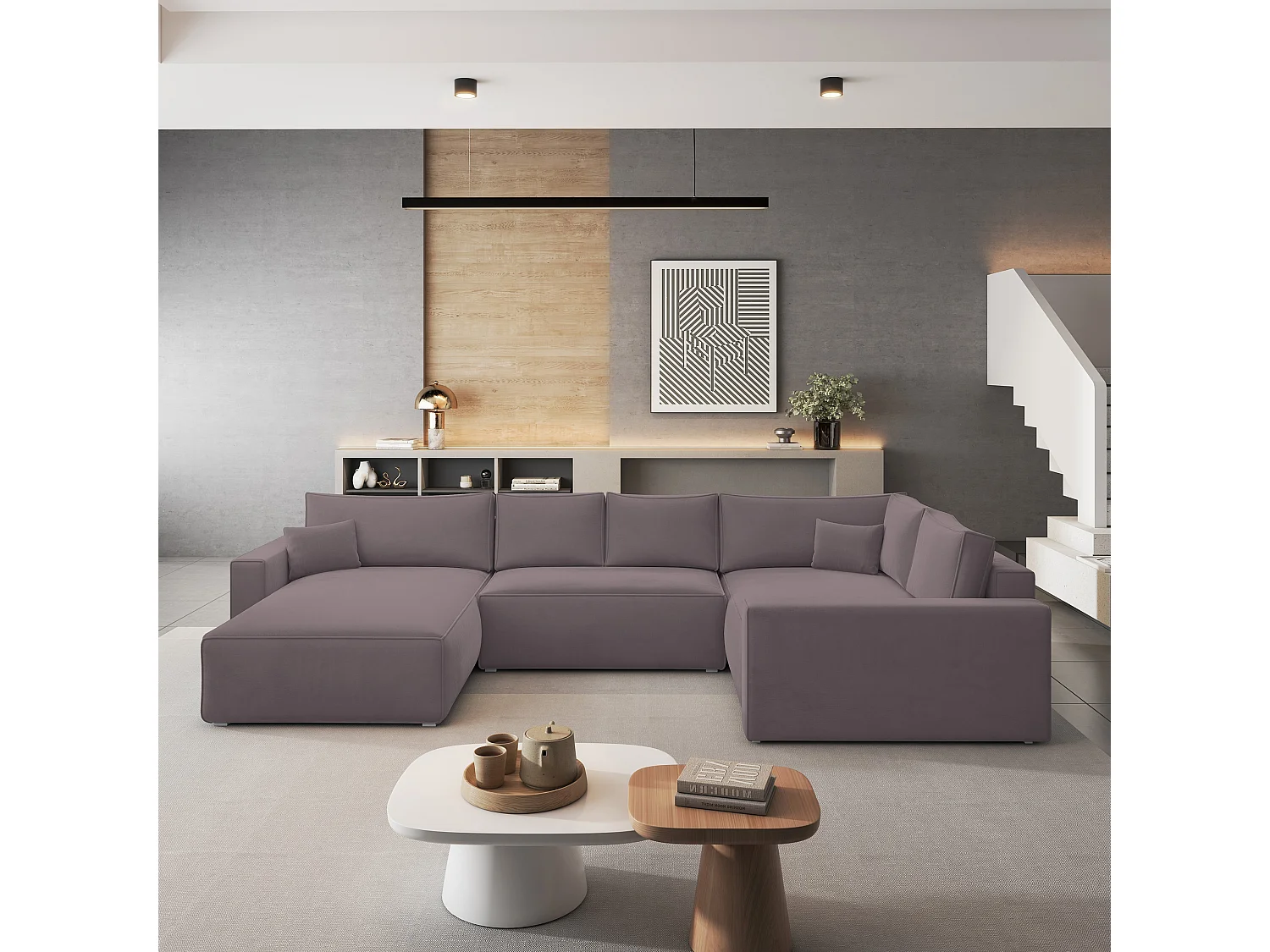 Canapé D'angle Velami Violet En Velours Avec Fonction De Couchage