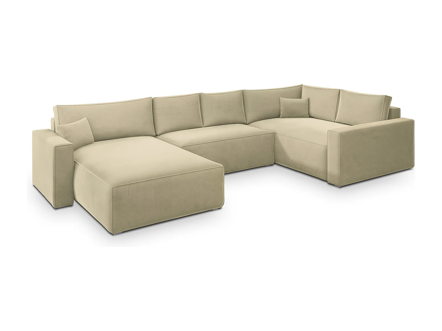 Canapé D'angle Velami Crème En Velours Avec Fonction De Couchage