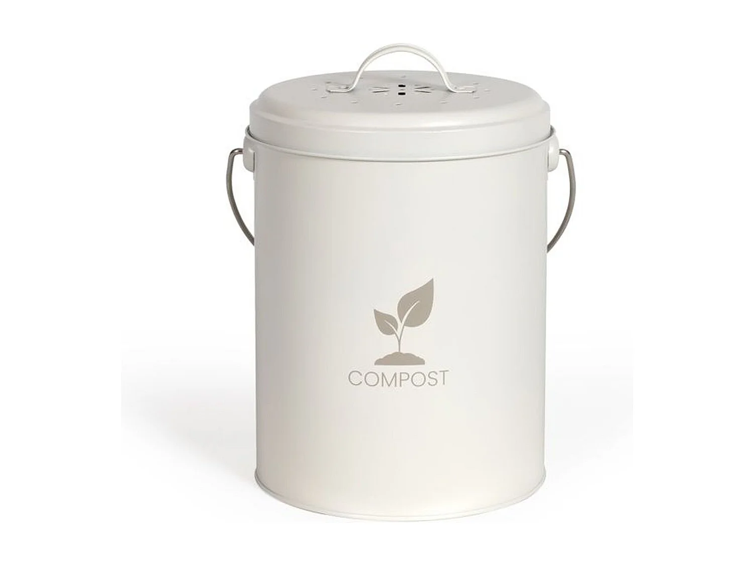 6 L keukencompostemmer metaal crème met actief koolstoffilter, compact Ø18 cm x H23 cm, modern design Livoo MES154C