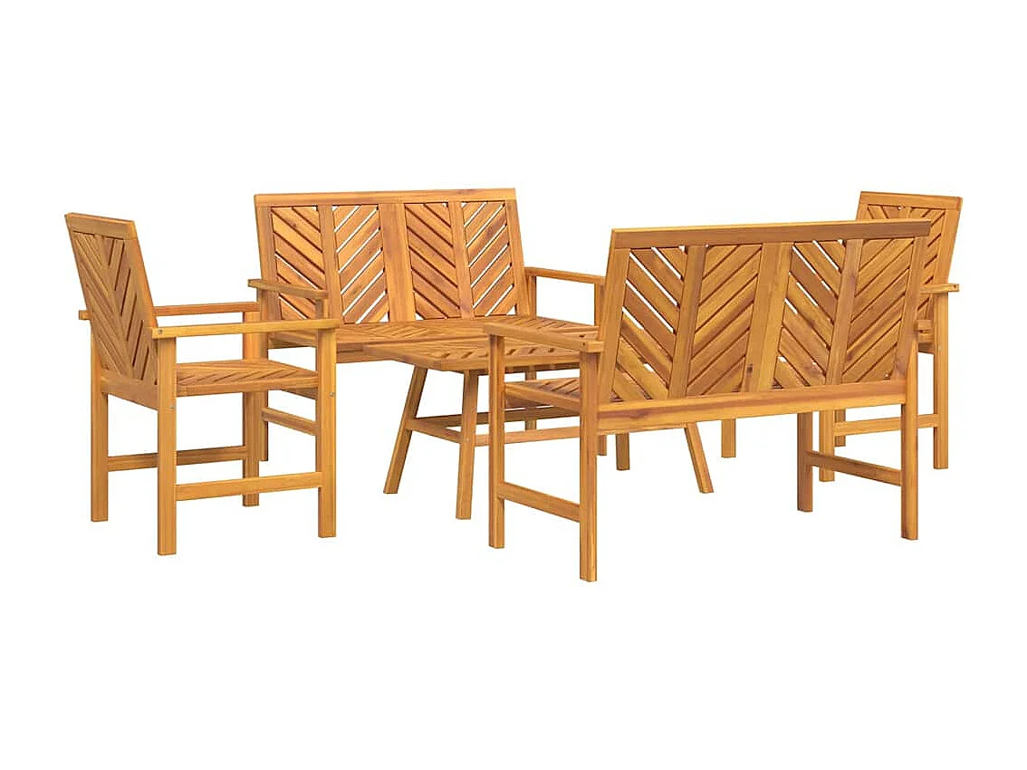 Conjunto de Sofás de Jardín Marrón Madera maciza de Acacia