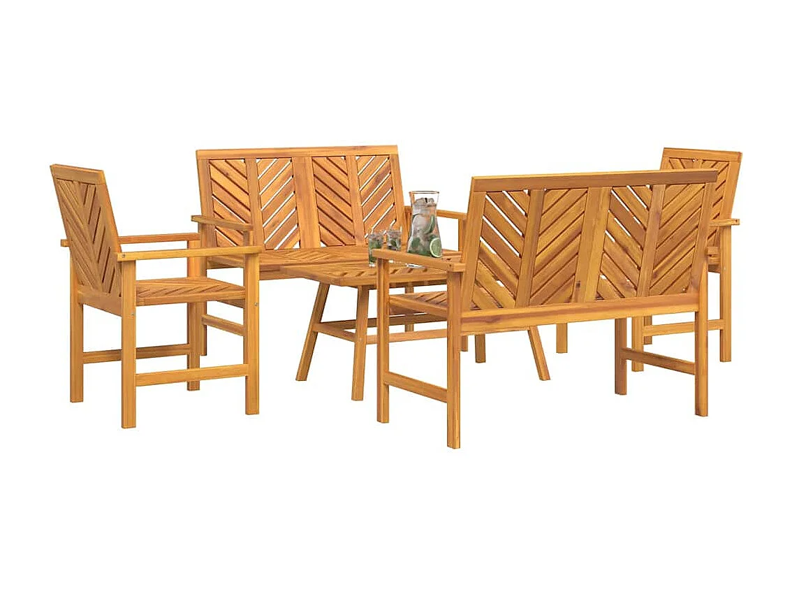 Conjunto de Sofás de Jardín Marrón Madera maciza de Acacia