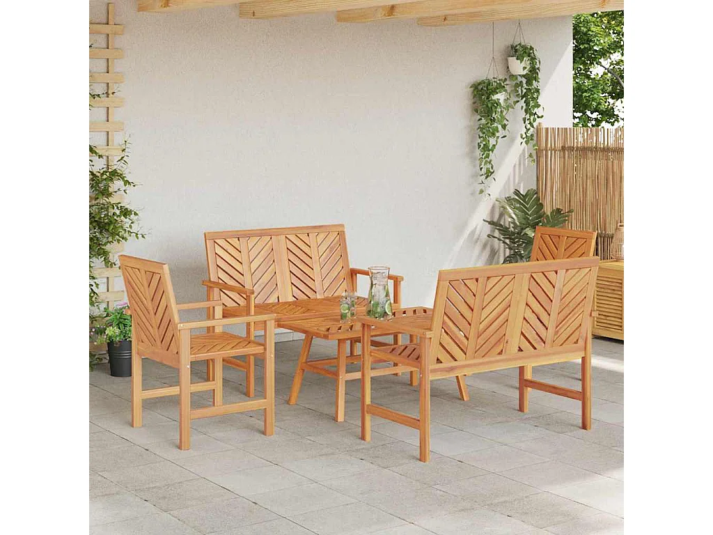 Conjunto de Sofás de Jardín Marrón Madera maciza de Acacia