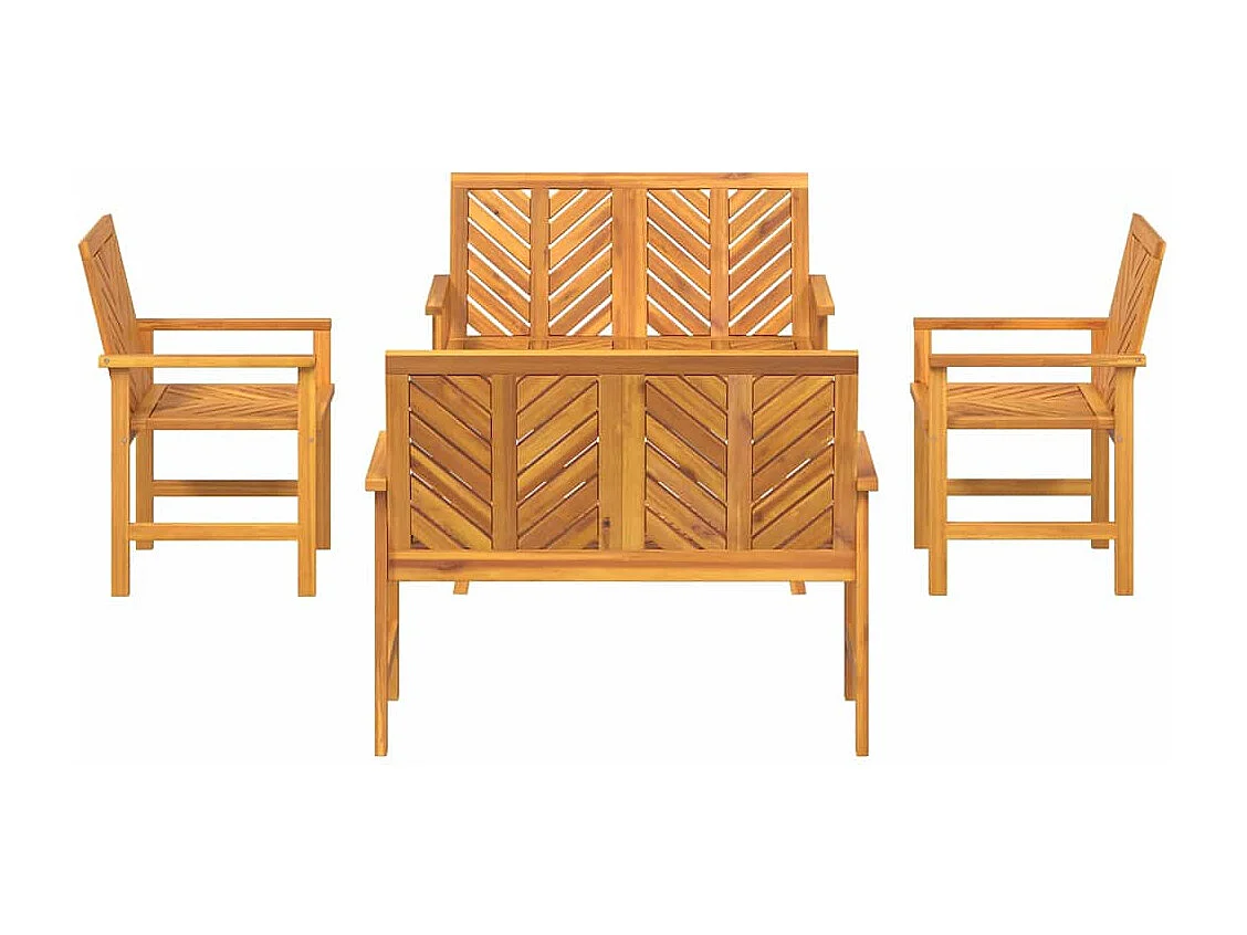 Conjunto de Sofás de Jardín Marrón Madera maciza de Acacia