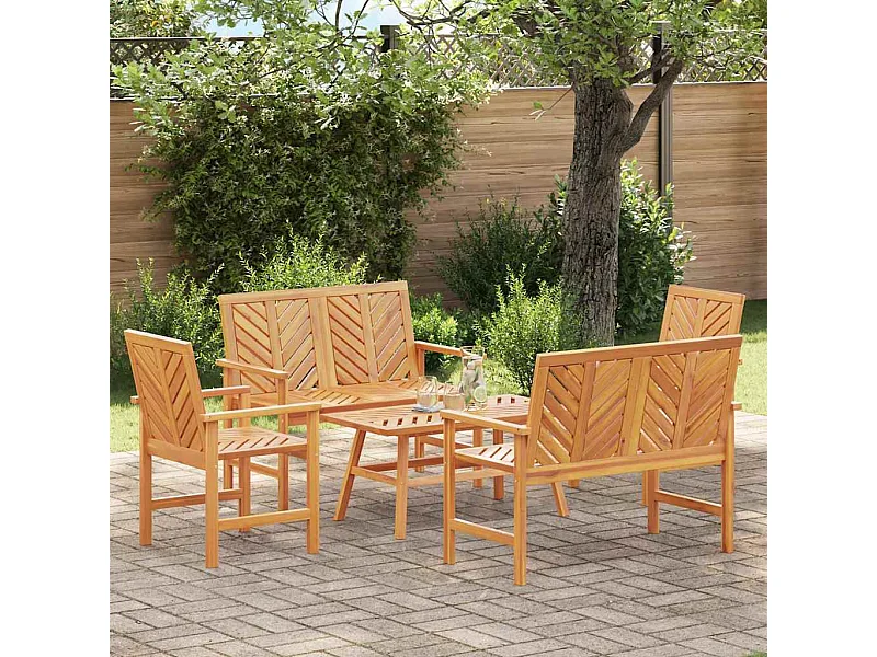 Conjunto de Sofás de Jardín Marrón Madera maciza de Acacia