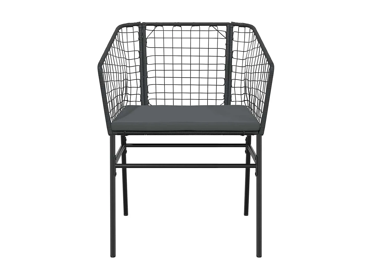 Set comedor jardín 3 piezas cojines ratán sintético vidrio negro