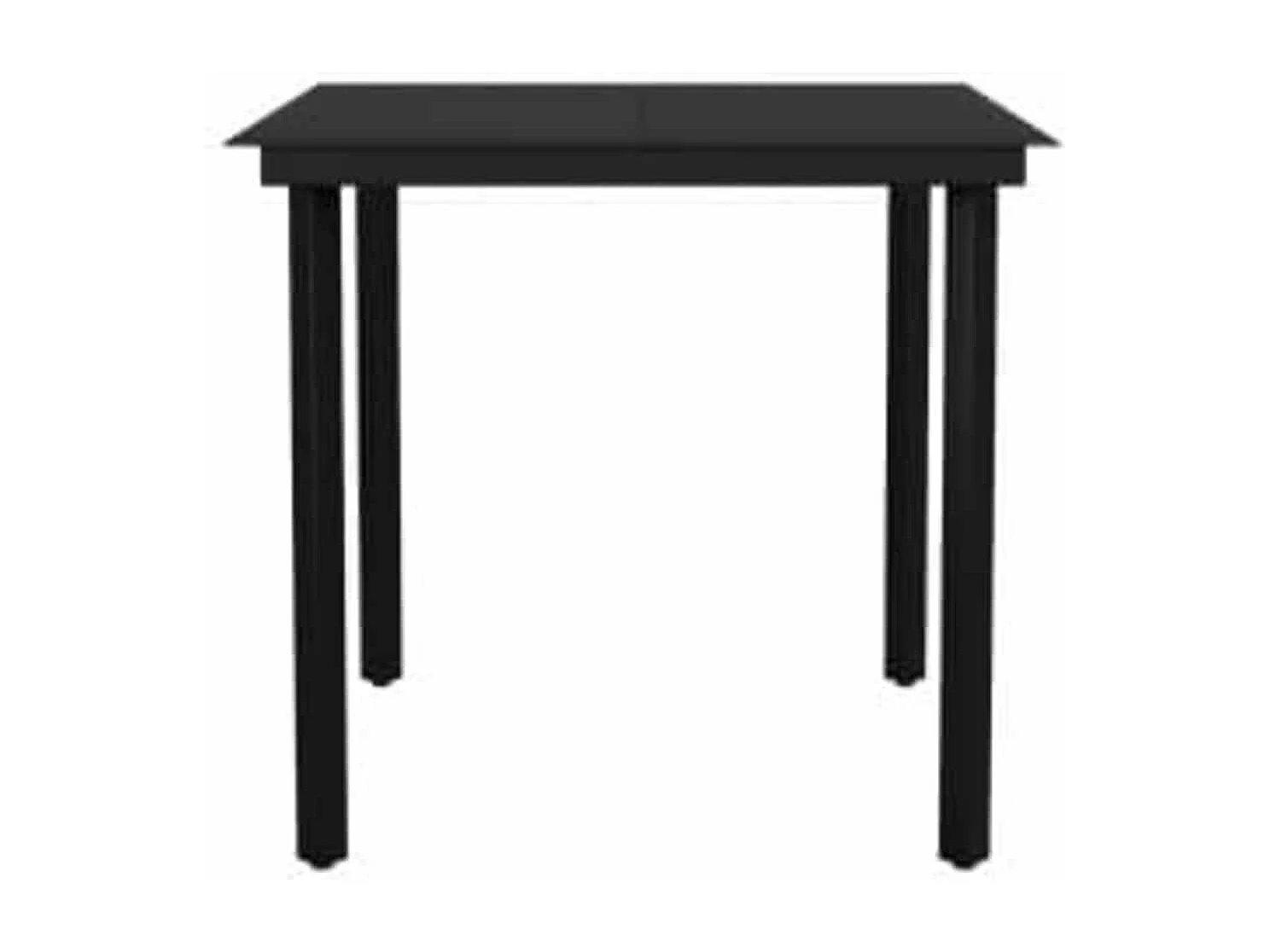 Set comedor jardín 3 piezas cojines ratán sintético vidrio negro