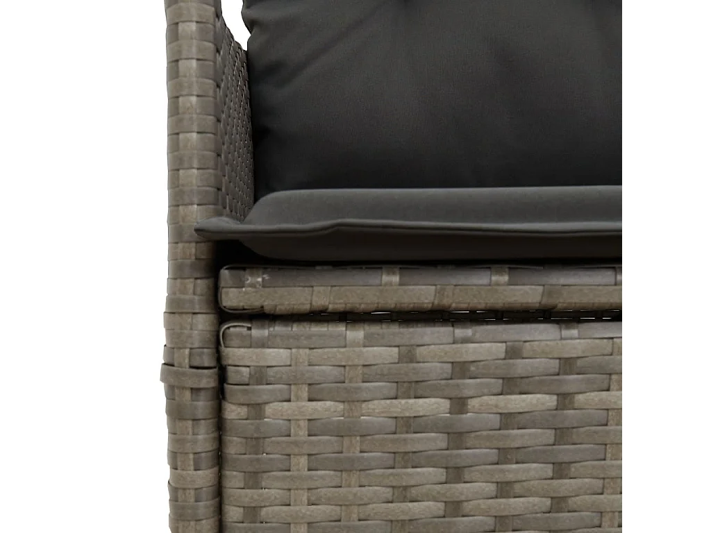 Set comedor jardín 7 piezas y cojines ratán sintético gris