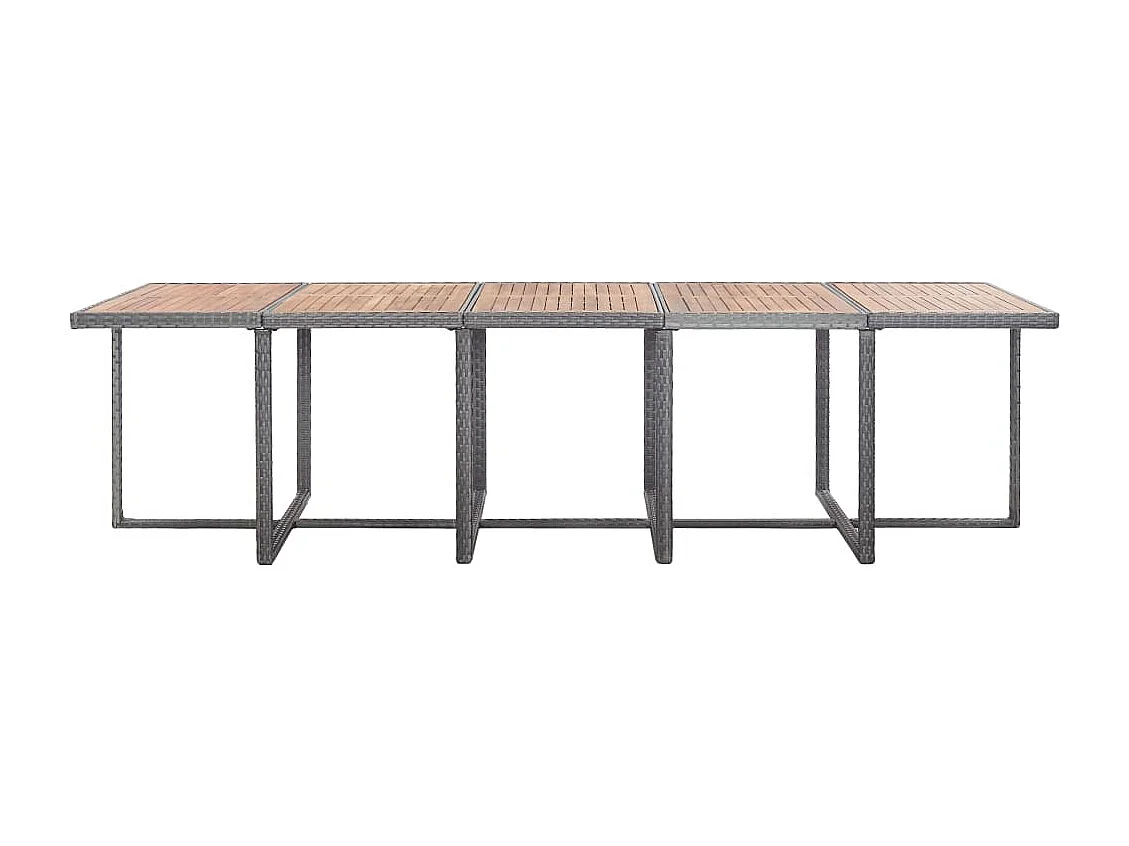 Ensemble à manger d'extérieur 15 pièces coussins rotin Anthracite