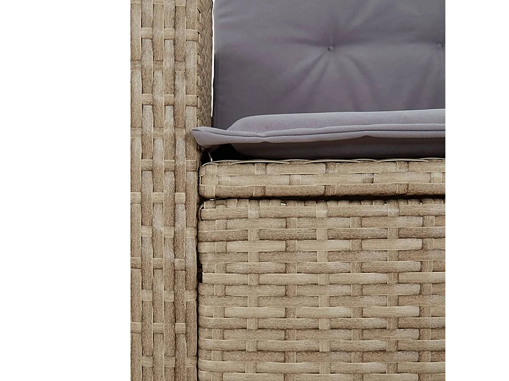 Ensemble à manger de jardin coussins 7 pièces mélange beige rotin