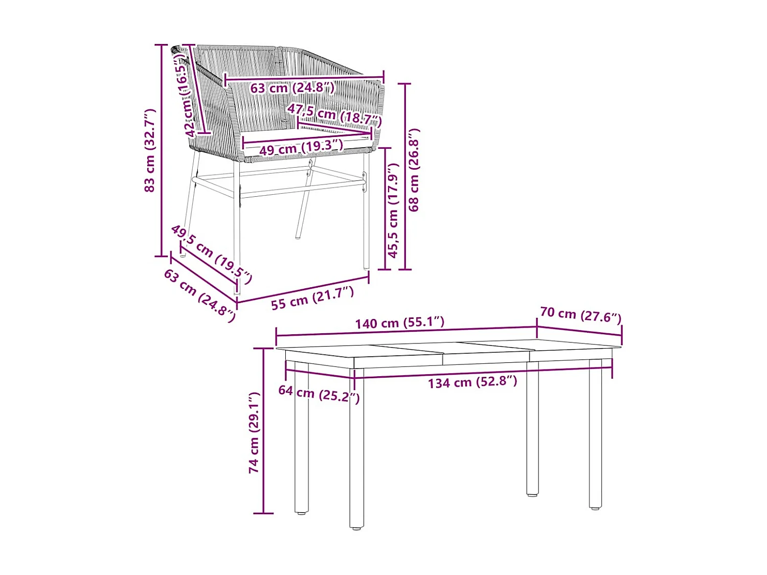 Juego de comedor jardín 5 piezas cojines ratán sintético negro