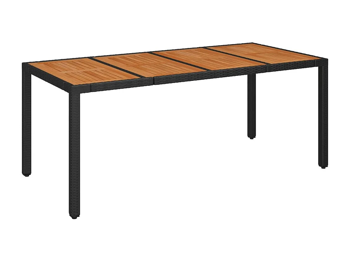 Set de comedor de jardín 7 piezas y cojines ratán sintético negro