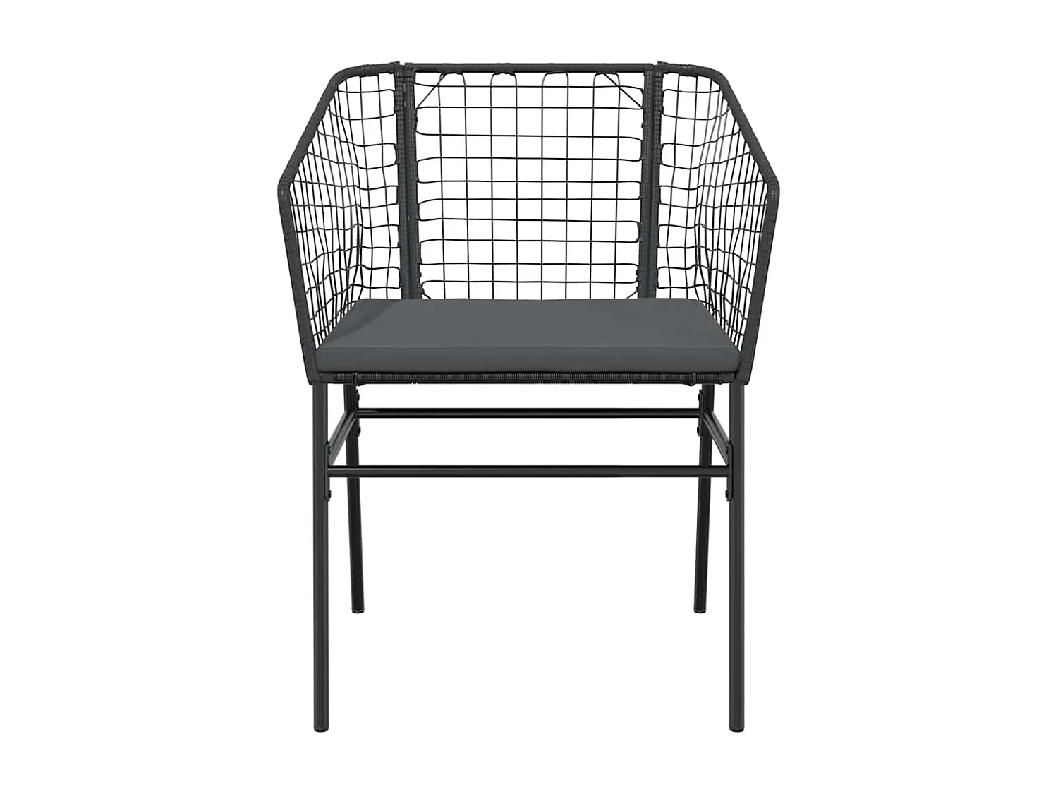 Ensemble à manger de jardin coussins 7pièces noir poly rotin verre