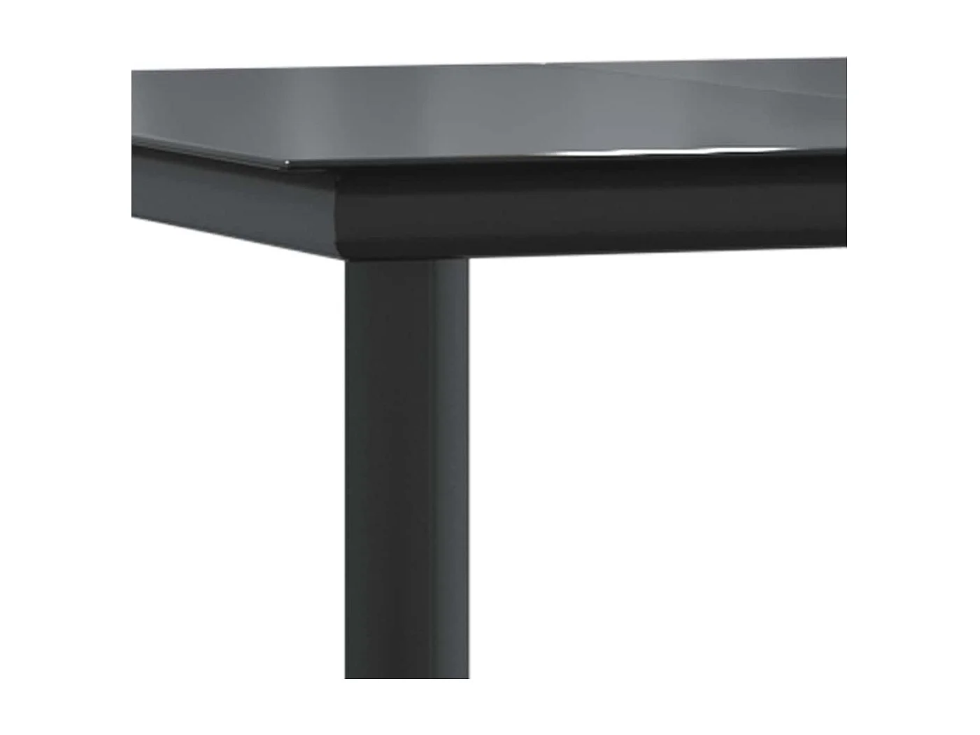 Ensemble à manger de jardin 7pièces noir poly rotin verre