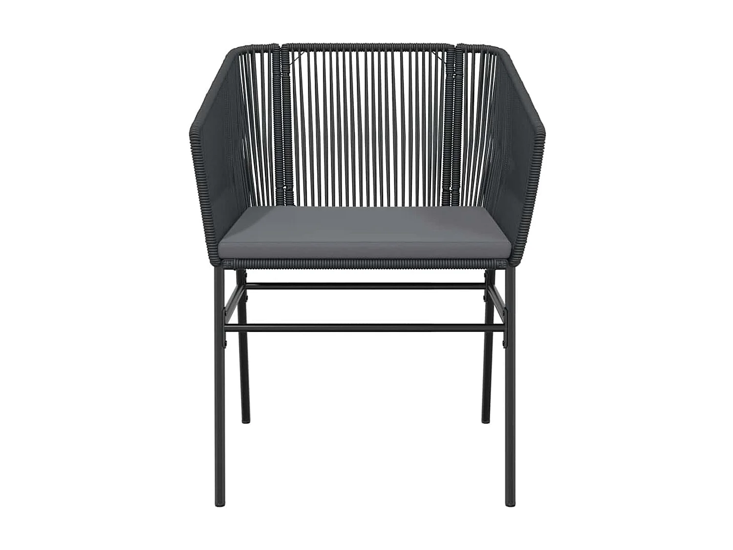 Ensemble à manger de jardin coussins 9 pièces noir poly rotin verre