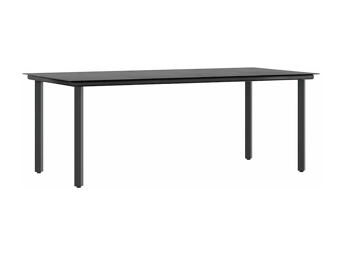 Ensemble à manger de jardin coussins 7pièces noir poly rotin verre