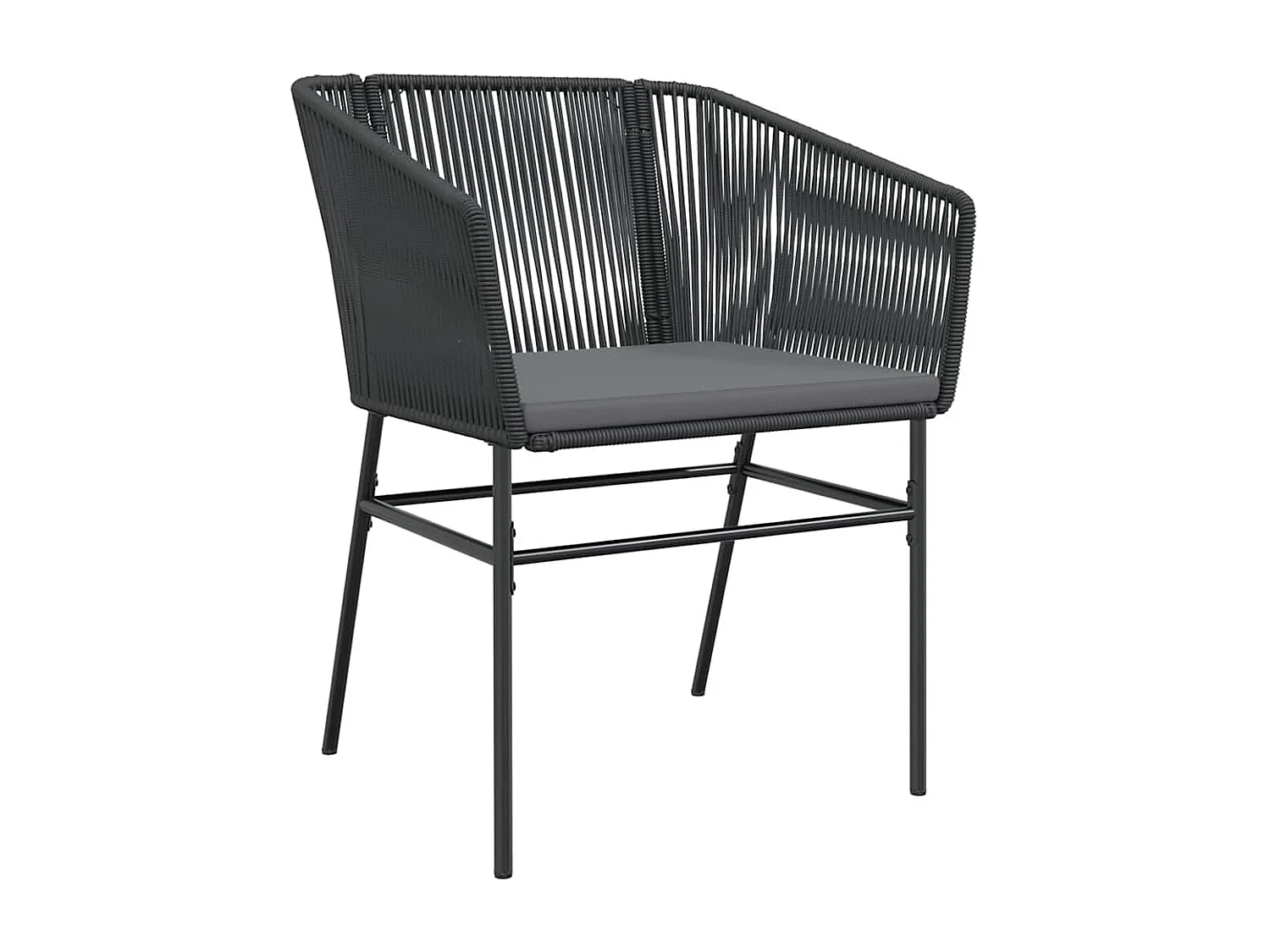 Ensemble à manger de jardin coussins 7pièces noir poly rotin verre