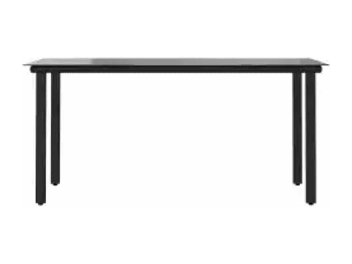 Ensemble à manger de jardin coussins 7pièces noir poly rotin verre