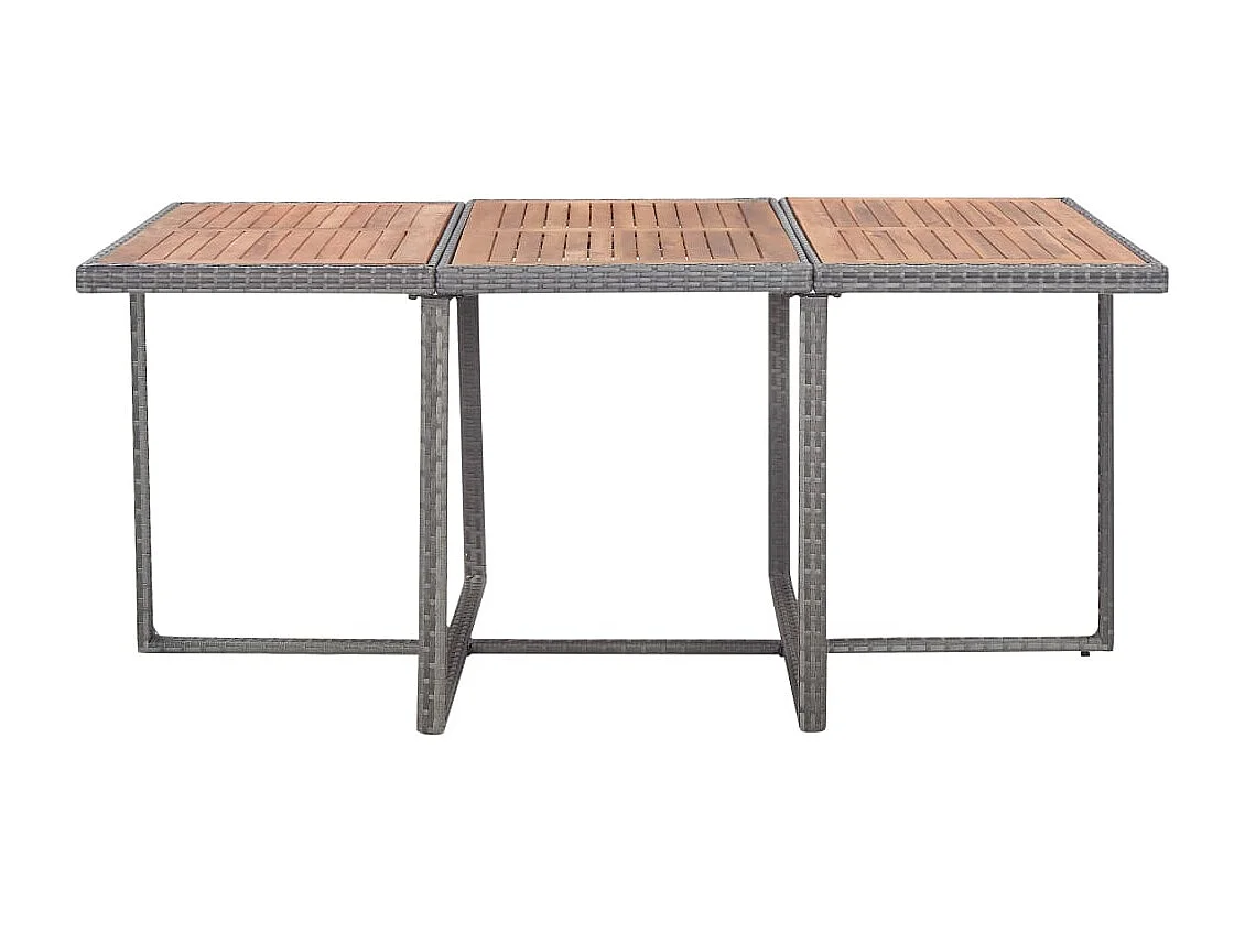 Set de comedor de jardín 11 piezas y cojines ratán sintético gris