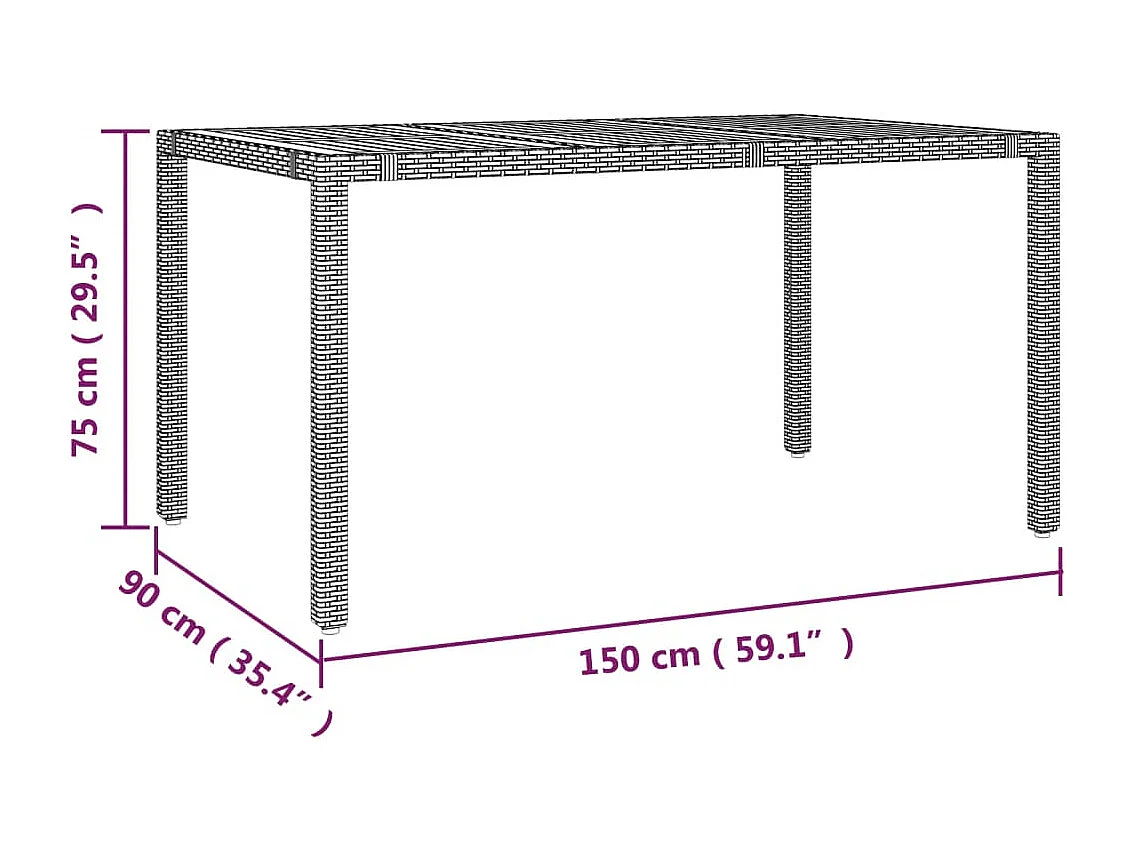 Set de comedor de jardín 7 piezas y cojines ratán sintético negro
