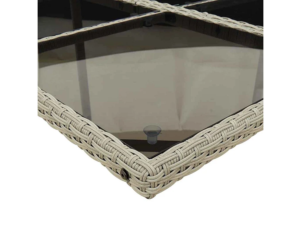 Set comedor jardín 7 piezas y cojines ratán sintético gris claro