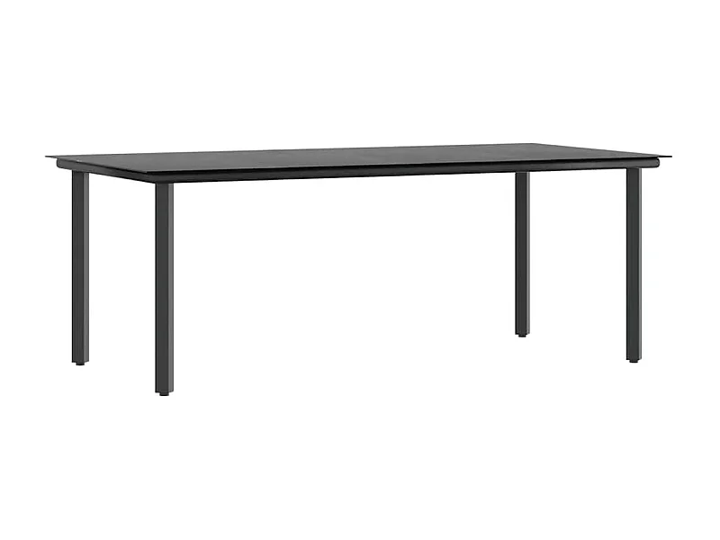 Ensemble à manger de jardin coussins 7pièces noir poly rotin verre