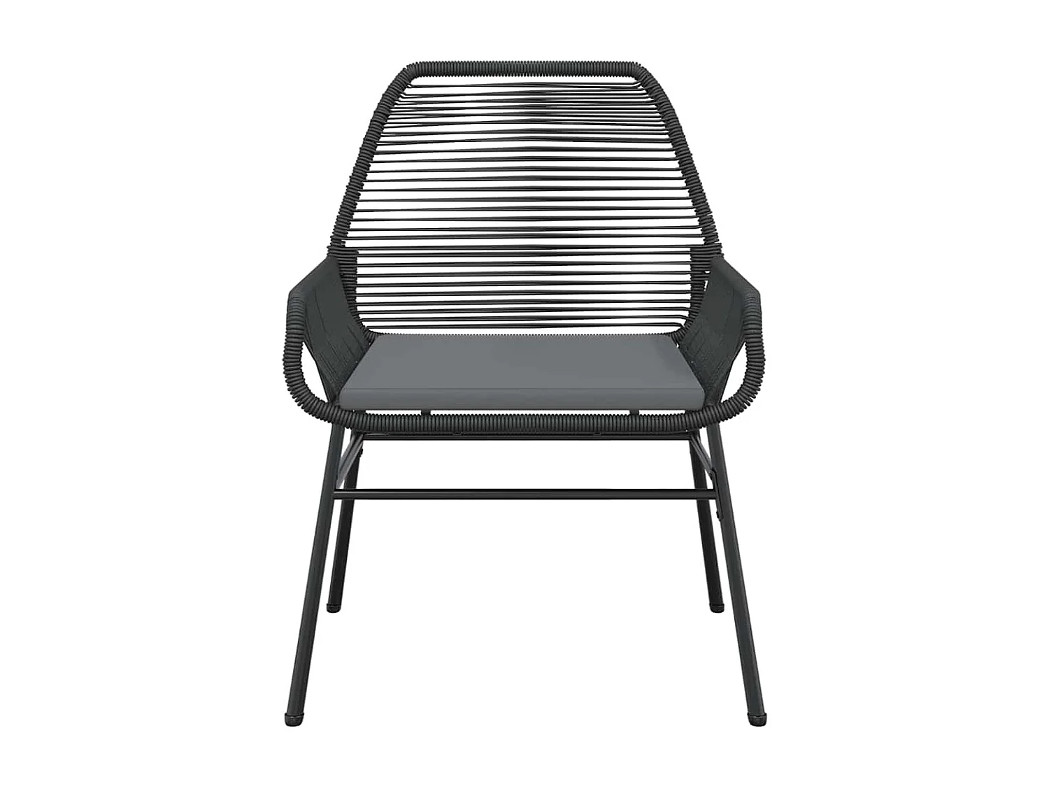 Ensemble à manger de jardin coussins 9 pièces noir poly rotin verre