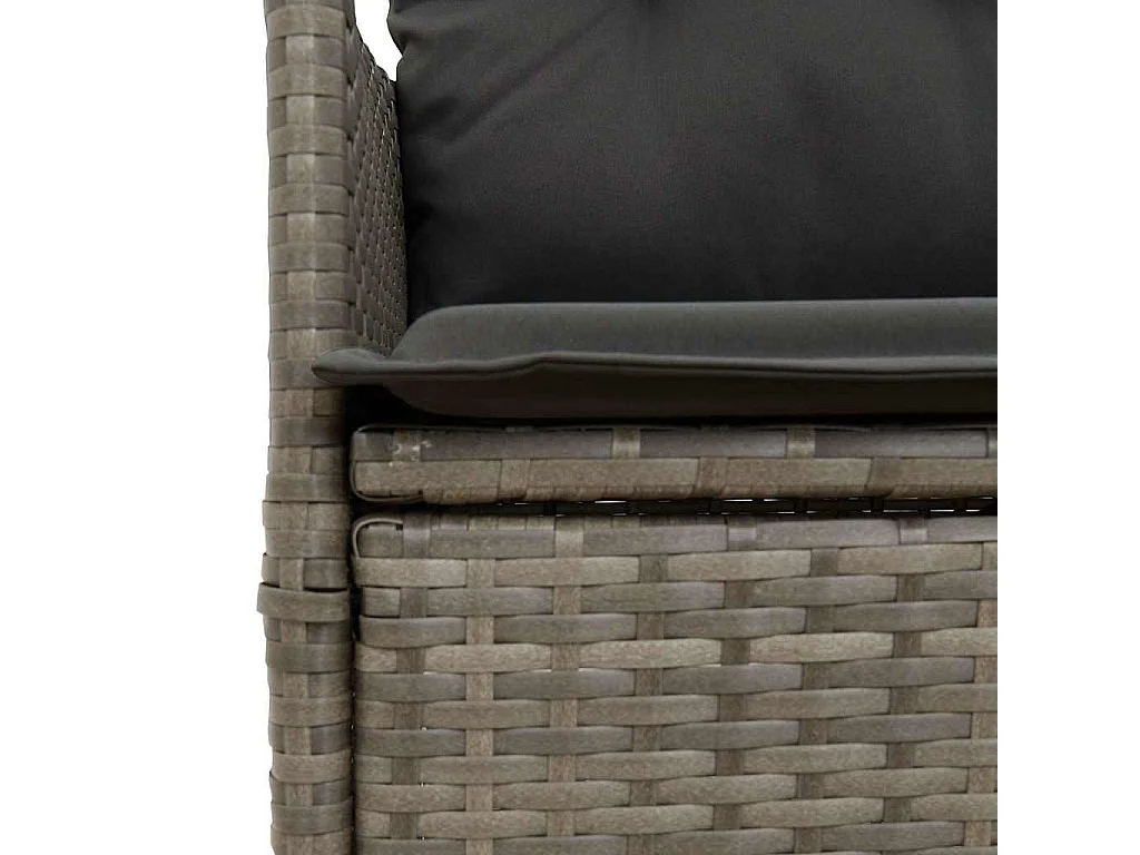 Set comedor jardín 9 piezas y cojines ratán sintético gris