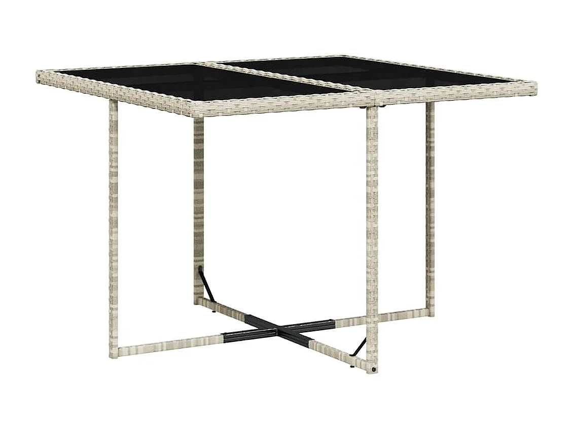 Set comedor de jardín 9 piezas cojines ratán sintético gris claro