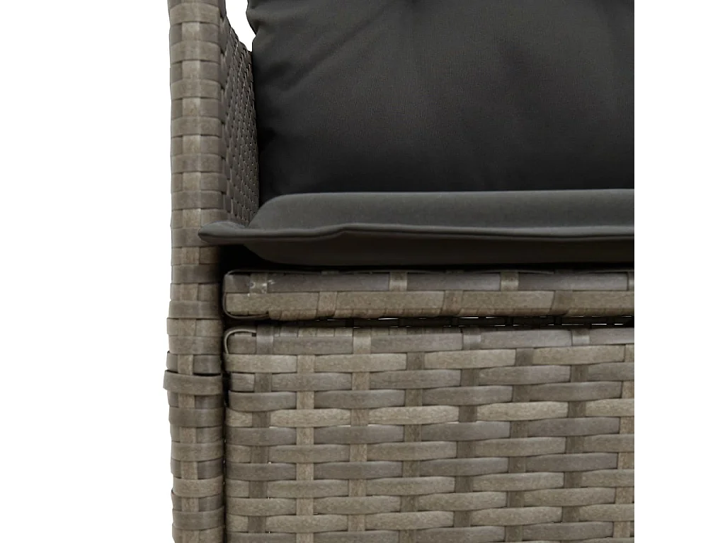 Set comedor jardín 7 piezas y cojines ratán sintético gris