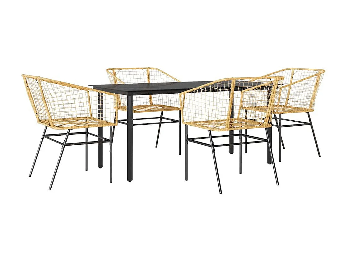 Juego de comedor jardín 5 piezas ratán sintético marrón